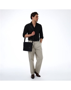 Сумка деловая мужская, на молнии, 34×8×25 см, чёрная Textura