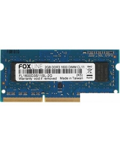 Оперативная память 8GB DDR3 SODIMM PC3-12800 FL1600D3S11L-8G Foxline