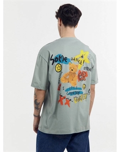 Футболка мужская в серо-зеленом цвете с печатью Mark formelle