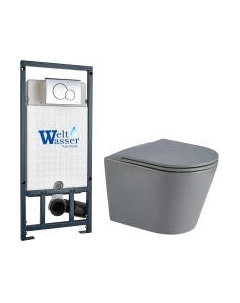 Унитаз подвесной с инсталляцией WeltWasser Marberg 507 + Salzbach 043 MT-GR + Mar 507 RD-CR Weltwasser