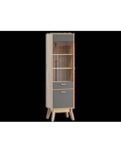 Шкаф-пенал с витриной ЛофтМебель Олимпик / VR-00003253 Лофтмебель