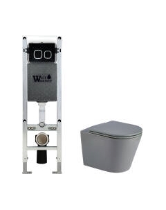 Унитаз подвесной с инсталляцией WeltWasser Amberg 350 ST + Salzbach 041 MT-GR + Amberg RD-BL Weltwasser