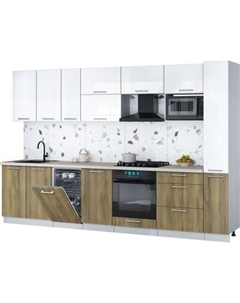 Кухонный гарнитур Интерлиния Мила Gloss 3.2-ПМ4