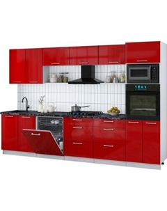 Кухонный гарнитур Интерлиния Мила Gloss 3.2-ПМ1