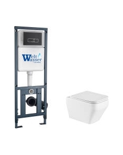 Унитаз подвесной с инсталляцией WeltWasser Marberg 410 + Hofbach 041 GL-WT + Mar 410 SE MT-BL Weltwasser