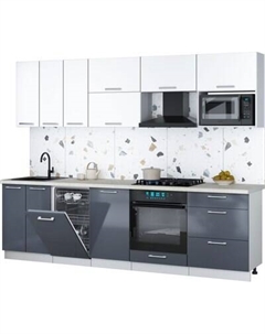 Кухонный гарнитур Интерлиния Мила Gloss 2.7-ПМ4