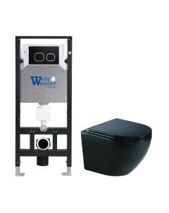 Унитаз подвесной с инсталляцией WeltWasser Amberg 506 + Merzbach 043 MT-BL + Amberg RD-BL Weltwasser