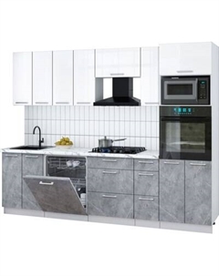 Кухонный гарнитур Интерлиния Мила Gloss 2.7-ПМ1