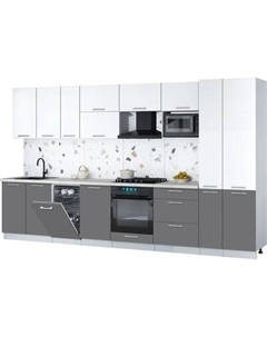 Кухонный гарнитур Интерлиния Мила Gloss 3.6-ПМ4