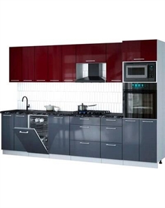 Кухонный гарнитур Интерлиния Мила Gloss 3.1-ПМ3