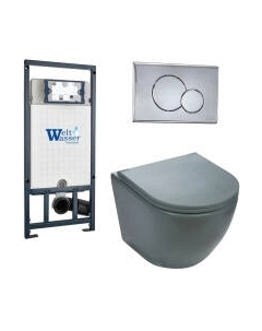 Унитаз подвесной с инсталляцией WeltWasser Marberg 507 + Merzbach 043 MT-GR + Mar 507 RD-CR Weltwasser