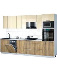 Кухонный гарнитур Интерлиния Мила Gloss 3.1-ПМ3