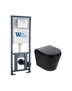 Унитаз подвесной с инсталляцией WeltWasser Marberg 410 + Salzbach 043 MT-BL + Mar 410 RD GL-WT Weltwasser