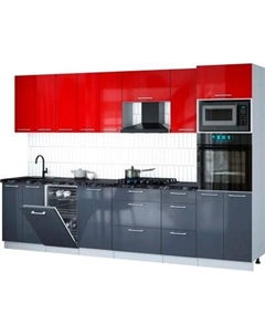 Кухонный гарнитур Интерлиния Мила Gloss 3.1-ПМ3