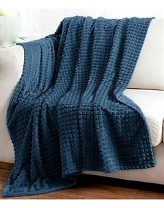 Плед Бояртекс Велсофт с тиснением 190гр Соты Темный деним 19-4118