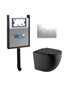 Унитаз приставной с инсталляцией WeltWasser Amberg 404 + Merzbach 002 MT-BL + Amberg RD-CR Weltwasser