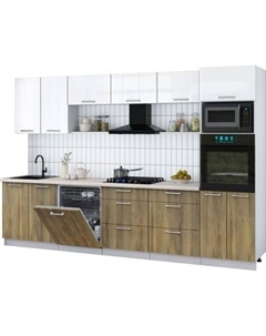 Кухонный гарнитур Интерлиния Мила Gloss 3.2-ПМ1