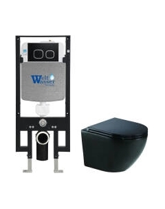 Унитаз подвесной с инсталляцией WeltWasser Amberg 497 + Merzbach 043 MT-BL + Amberg RD-BL Weltwasser