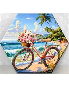 Картина по номерам Флюид Велосипед с корзиной цветов 37x32 / VSH0001