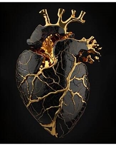 Картина по номерам Флюид Золотое сердце 40x50 / BHR0570