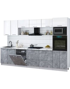 Кухонный гарнитур Интерлиния Мила Gloss 3.2-ПМ1