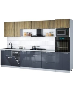 Кухонный гарнитур Интерлиния Мила Gloss 3.3-ПМ3