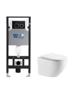 Унитаз подвесной с инсталляцией WeltWasser Amberg 506 + Merzbach 043 GL-WT + Amberg RD-BL Weltwasser