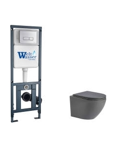 Унитаз подвесной с инсталляцией WeltWasser Marberg 410 + Merzbach 043 MT-GR + Mar 410 SE-CR Weltwasser