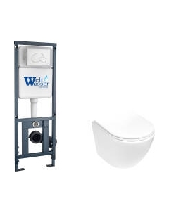 Унитаз подвесной с инсталляцией WeltWasser Marberg 410 + Merzbach 043 MT-WT + Mar 410 RD GL-WT Weltwasser