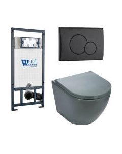 Унитаз подвесной с инсталляцией WeltWasser Marberg 507 + Merzbach 043 MT-GR + Mar 507 RD MT-BL Weltwasser