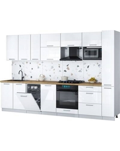 Кухонный гарнитур Интерлиния Мила Gloss 3.2-ПМ4