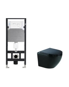 Унитаз подвесной с инсталляцией WeltWasser Amberg 506 + Merzbach 043 MT-BL + Amberg RD-WT Weltwasser