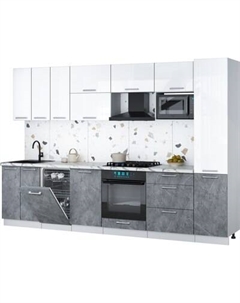 Кухонный гарнитур Интерлиния Мила Gloss 3.1-ПМ4