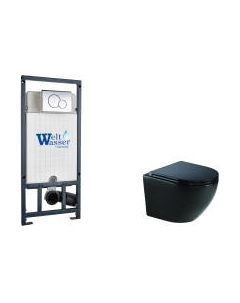 Унитаз подвесной с инсталляцией WeltWasser Marberg 507 + Merzbach 043 MT-BL + Mar 507 RD-CR Weltwasser