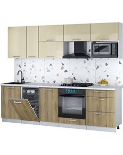 Кухонный гарнитур Интерлиния Мила Gloss 2.6-ПМ4