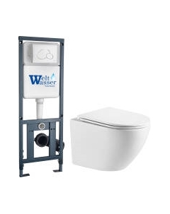 Унитаз подвесной с инсталляцией WeltWasser Marberg 410 + Merzbach 043 GL-WT + Mar 410 RD GL-WT Weltwasser