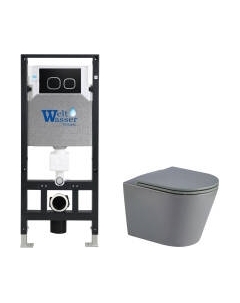 Унитаз подвесной с инсталляцией WeltWasser Amberg 506 + Salzbach 041 MT-GR + Amberg RD-BL Weltwasser