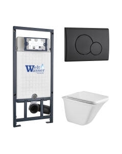 Унитаз подвесной с инсталляцией WeltWasser Marberg 507 + Rotbach 004 GL-WT + Mar 507 RD MT-BL Weltwasser