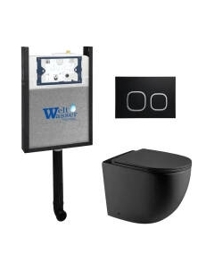 Унитаз приставной с инсталляцией WeltWasser Amberg 404 + Merzbach 002 MT-BL + Amberg RD-BL Weltwasser