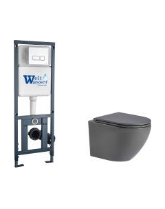 Унитаз подвесной с инсталляцией WeltWasser Marberg 410 + Merzbach 043 MT-GR + Mar 410 SE GL-WT Weltwasser