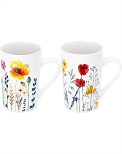 Набор кружек Elan Gallery Цветочное настроение - красные маки + желтые маки / 880192-2 Elan gallery