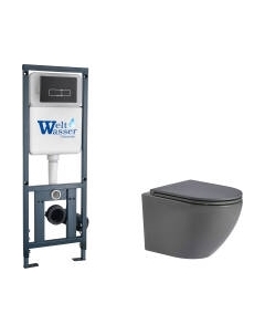 Унитаз подвесной с инсталляцией WeltWasser Marberg 410 + Merzbach 043 MT-GR + Mar 410 SE MT-BL Weltwasser
