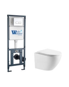 Унитаз подвесной с инсталляцией WeltWasser Marberg 410 + Merzbach 043 GL-WT + Mar 410 SE GL-WT Weltwasser