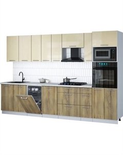 Кухонный гарнитур Интерлиния Мила Gloss 3.2-ПМ3