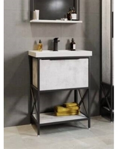 Тумба с умывальником Mixline Бруклин 60 548233 + Luxe Fest 60 / FST60SLWB01