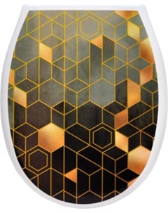 Сиденье для унитаза Еврокомфорт Океан Lux Абстракция соты зеленые с детской накладкой 003738
