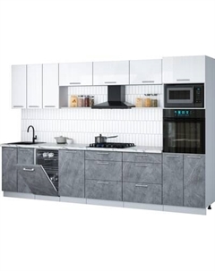 Кухонный гарнитур Интерлиния Мила Gloss 3.3-ПМ3