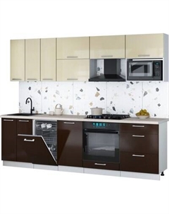 Кухонный гарнитур Интерлиния Мила Gloss 2.7-ПМ4