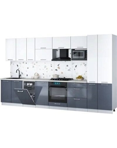 Кухонный гарнитур Интерлиния Мила Gloss 3.6-ПМ4