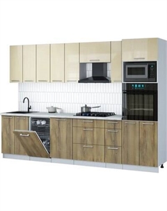 Кухонный гарнитур Интерлиния Мила Gloss 3.0-ПМ3